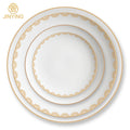 Modern Luxury Gold Line Bone China Dinner Set Porcelain Dinnerware with Charger Dessert Plate