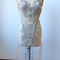 QUEENS GOWN Luxury Handmade Rhinestone Beaded Crystal Big Piece Appliques Patch for Dress