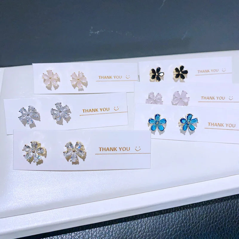 2023 High-end Fashion Earrings Tiny Flower Stud Earrings Colorful Cubic Zircon Earrings Daily Wear for Women
