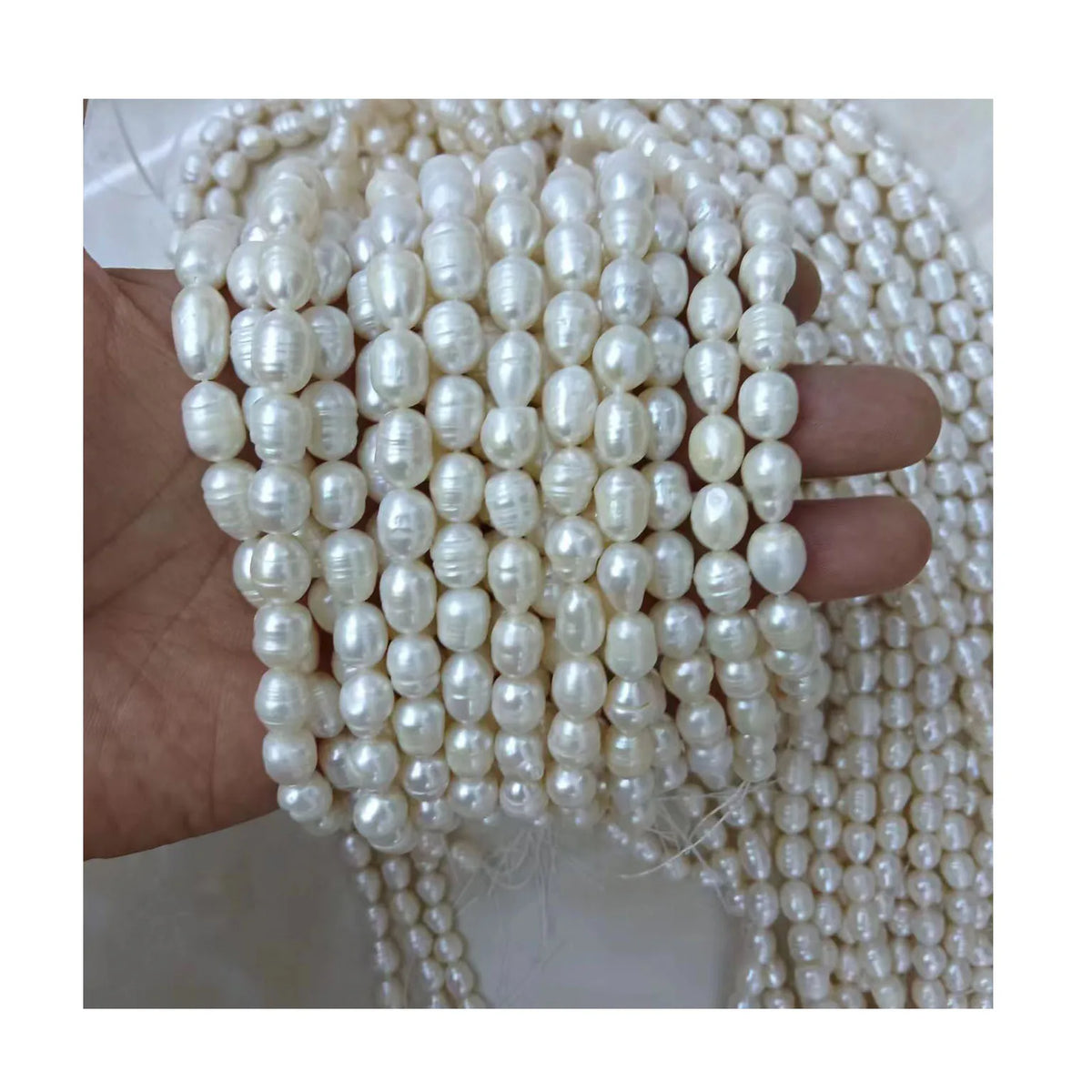 Width 8.3-9.3 mm Rice Shape Nature Pearl Wholesale Freshwater Loose Pearl Strandmini Freshwater Pearl a Grade Quality MegaBDM