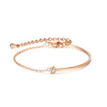 K080 PVD Stainless Steel Rose Gold Plated Splicing Chain Bracelet Jewelry Cubic Zircon Half Chain Charm Bracelet for Women