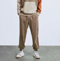 Custom Men's Suede Trousers From China Factory Casual and Fashionable Pants with Elastic Waist Embroidered Technics