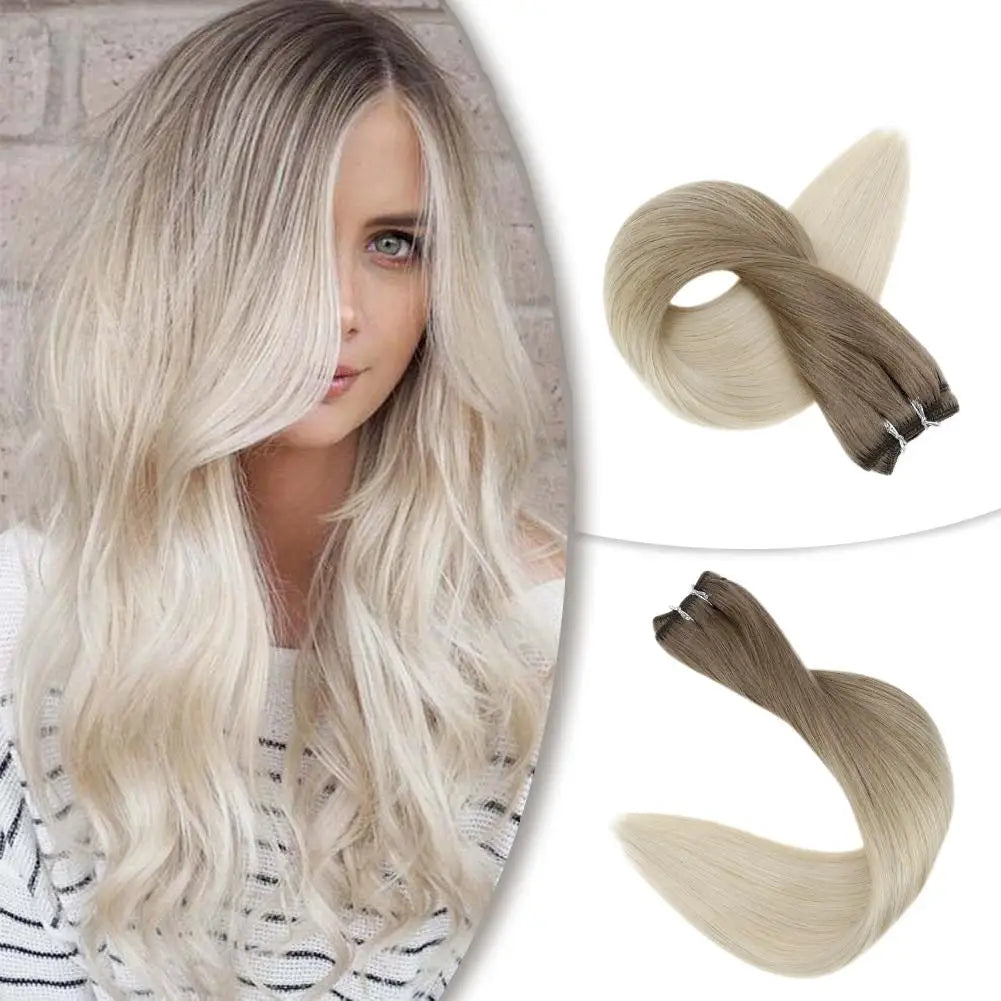 Grade 12A  Human Natural Russian Clip in Hair Extensions