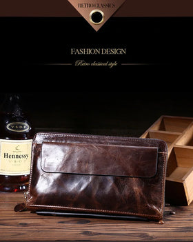 2026 New Style Mens Vintage Brand Slim Wallet Blocking Genuine Leather Long Bag Men's Business Wallet