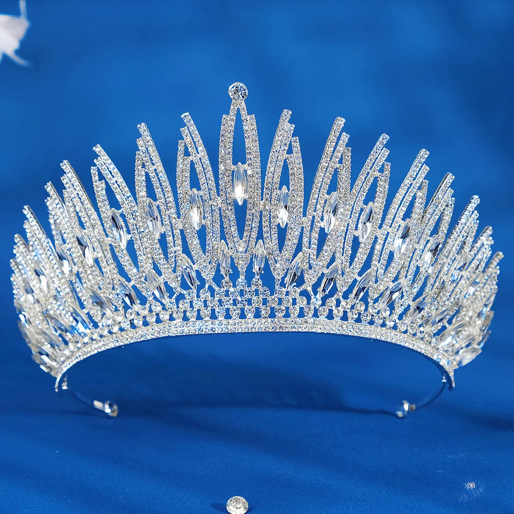 Miallo Fashion Zinc Alloy Jewelry Full Rhinestone Pageant Queen Crown Tiaras for Women Bridal Hair Accessories