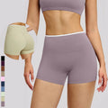 SHINBENE 3" High Waist Exercise Gym Running Yoga Bottoms Color Block Workout Biker Fitness Shorts for Women