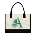 Personalized Large Canvas Beach Tote Bag Initial Monogram Initial-Monogrammed Gift for Women Birthday Thank You Promotional