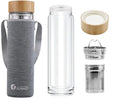 Double Wall 300ml/400ml/500ml Glass Water Bottle Bamboo Lid Infuser BPA Free Reusable Adult Sport Style Custom Sample Available
