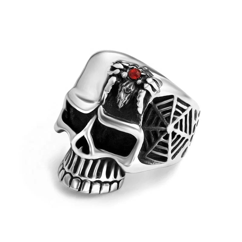 Factory Price Fashion Jewelry Rings Biker Band Spider Skull Stainless Steel Ring for Men Boy Friend Birthday Gift Size 7-11