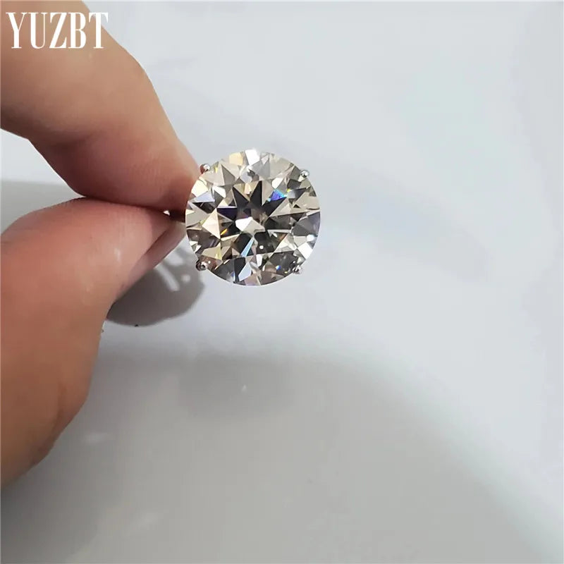 Silver 925 Original 10 Carat Round Brilliant Cut Diamond Test Past D Color Moissanite Wedding Ring Women Party Gift Fine Jewelry
