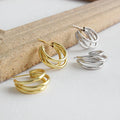 S925 Sterling Silver 18k Gold Plated Multilayer Circle Ladies Large Statement Earrings for Women