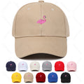 100% Cotton Adjustable Blank Sports Hats Custom Flamingo Embroidery Logo Unisex 6 Panel Curved Brim Baseball Caps