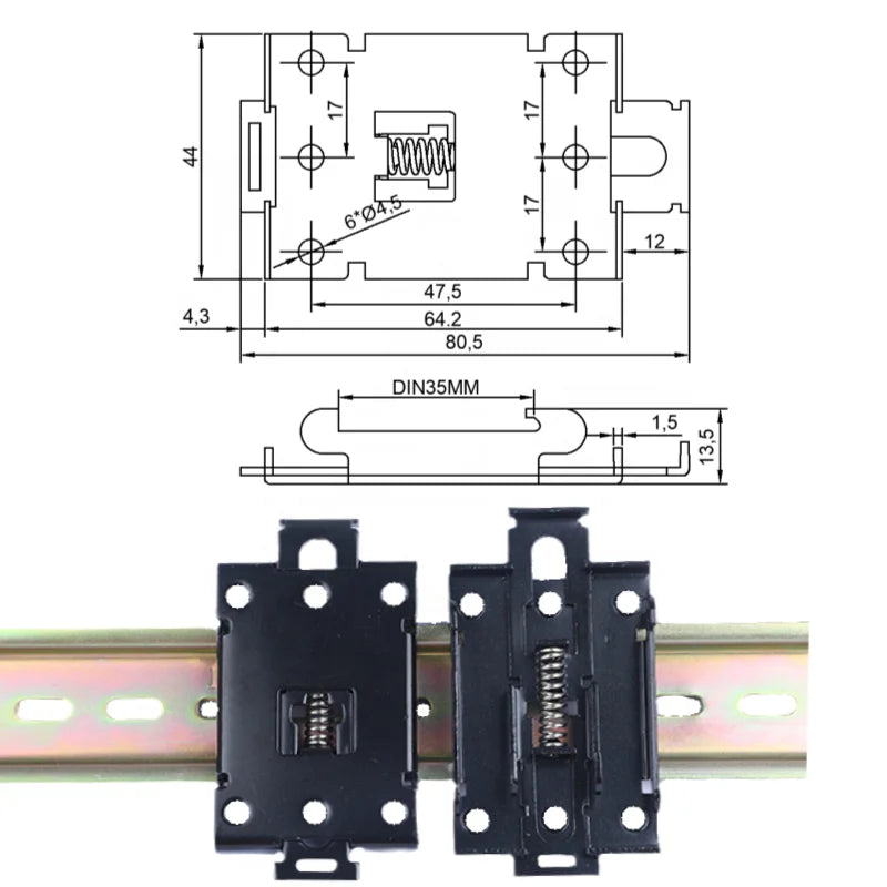 Black Iron Din Rail Mount Solid State Relay Low Contact General Purpose Epoxy-Sealed Snap Clip Buckled Buckle Clip-on Industrial