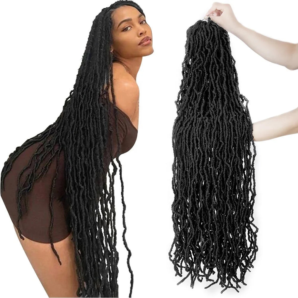 LW-77QT 36 Inch FauxLocs Crochet Braids Pre-Looped Curly Soft Locs for Women Hair Extensions for Braiding