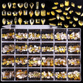 Nail Charms 24 Grid Golden Crystal Butterfly Flower Nail Art Accessories 3D AB Flat Back Nail Rhinestones