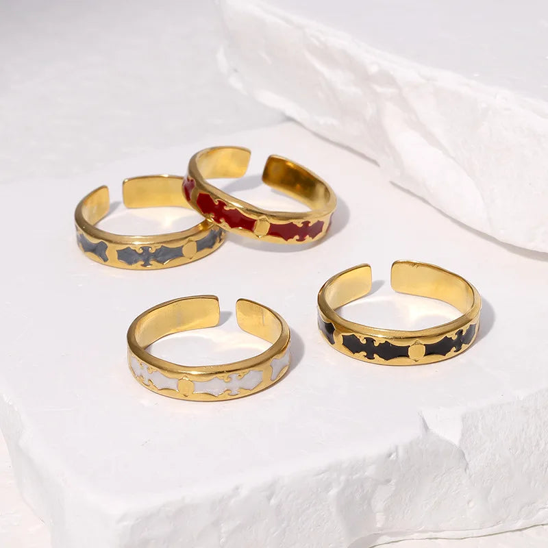 Beimai OEM Ring Retro Luxury 18K Gold-plated Stainless Steel Open Women Ring