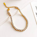 No Tarnish Cubic Zirconia CZ Diamond Women 4mm Real 18k Gold Plated Stainless Steel Bracelet Zircon Tennis Bracelet