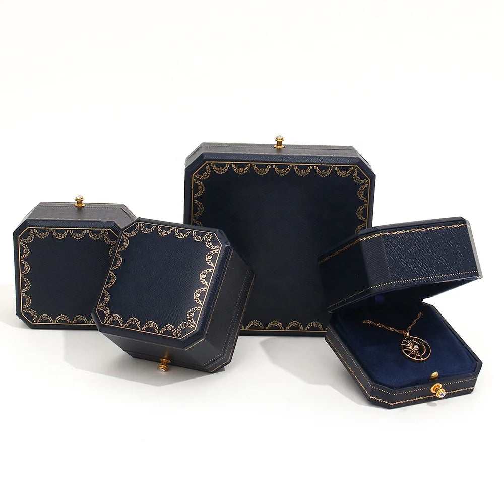 Custom Jewelry Box Octagonal Vellum Paper Box for Jewelry Chamois Leather Necklace Boxes Jewelry Packing