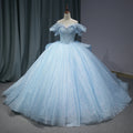 Jancember 1279 Glitter Off Shoulder Sweetheart Blue Long Party Women's Dresses