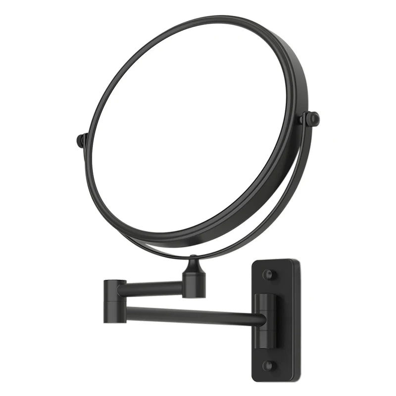 360Â° Rotating Wall Mirror  Round Adjustable Makeup Mirror with Swivel Arm Space-Saving Design for Bathroom/Vanity