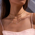 New Ocean Holiday Style 18K Gold Plated Stainless Steel Women Fashion Jewelry Girls Pink Zircon Daisy Non-fading Necklace