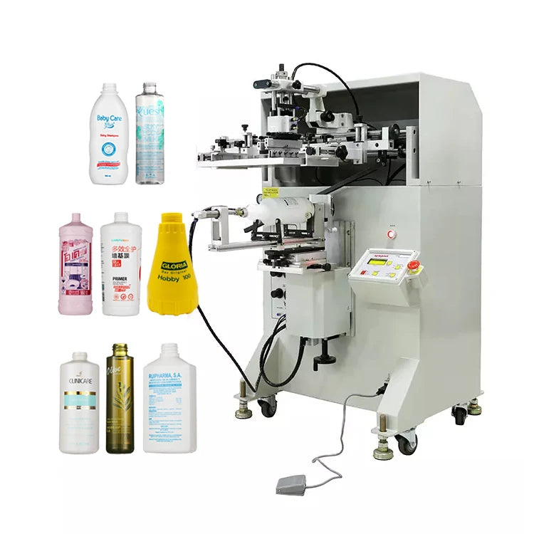 China Semi Automatic Flat Vacuum Cylinder Oval Bottle Silk Screen Printing Machine Price for Cups for Glass Silk Screen Prints