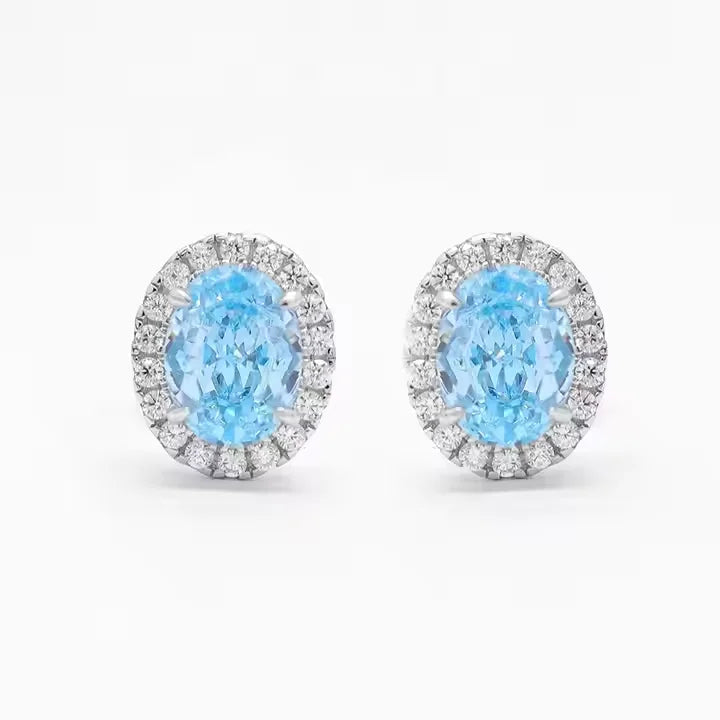 Hot Sale Luxury 925 Sterling Silver Glacier Blue Zircon Earrings Customizable Women's Jewelry Set for Weddings