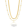 Double Layer Necklace Stainless Steel Chain Choker for Women 18K Gold Plated Snake Bead Chain Link Necklaces