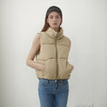 Warm Fashion Relaxed Crop Quilted Vest With Stand Collar for Winter Daily Casual Layering