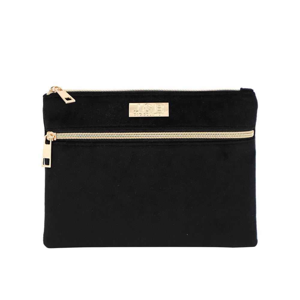 2021 Factory Wholesale Velvet Cosmetic Jewelry Bag Custom Fashion Travel Golden Zipper Organizer Pouch Makeup Bag for Lady