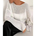 Chic Pink White Jumper Sueter Mujer Women 2025 Summer Autumn Casual Fashion Loose Women Pullovers Elegant Sweater