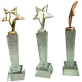 Factory Sale Custom Glass Trophy with Metal Star Cheap Customizable Crystal Award with Metal Blank for Trophies Medals & Plaques
