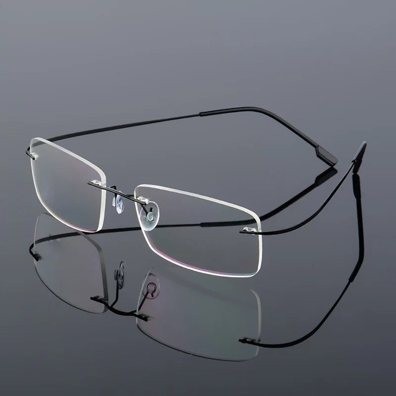 Men High Quality Super Stretch Metal Temple Eyeglasses Frame Ultralight Frameless Titanium Alloy Tr90 Glasses