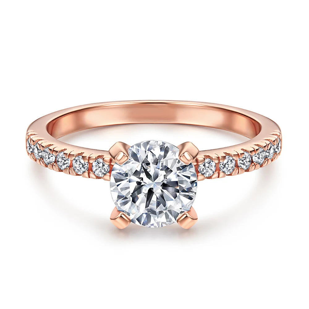 Luxury Jewelry Custom Design Supplier 925 Sterling Silver Round Brilliant Cut Rhodium Plated Cubic Zirconia Ring for Women