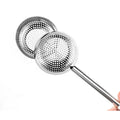 Premium Oblate Round Shape 304 Stainless Steel Tea Ball Strainer Infuser With Long Pushing Handle for Loose Leaf Tea Spices