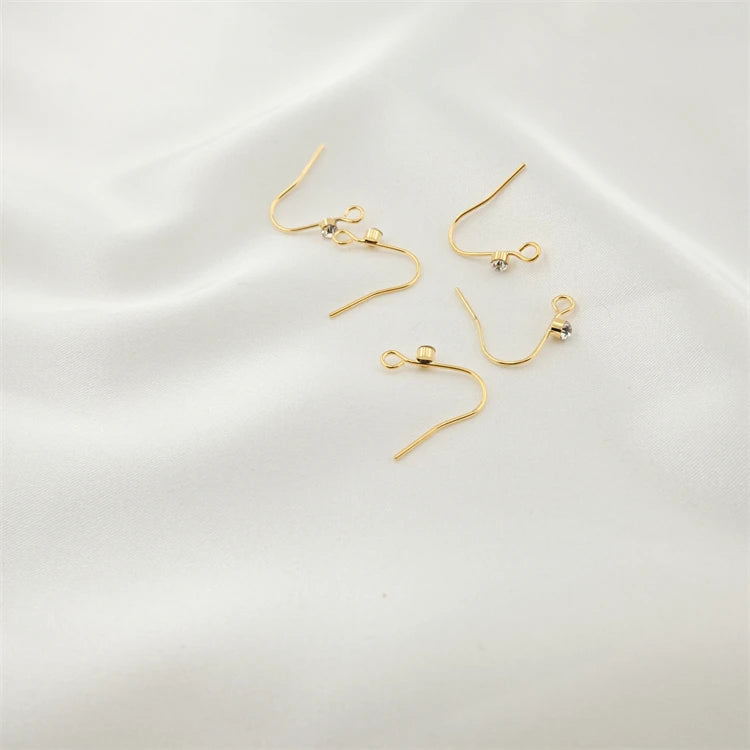 MR.GUAN ZJ0043 Zircon Stud Earrings for Jewelry Making Supplies Brass 18K Gold Plated Earpin Accessories