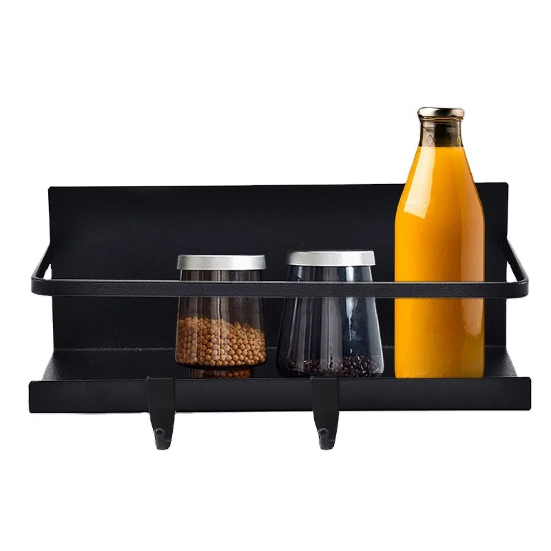 Wall-Installable Single Layer Eco-Friendly Multifunctional Storage Holders Kitchen Shelf Magnetic Absorption Hole-Free