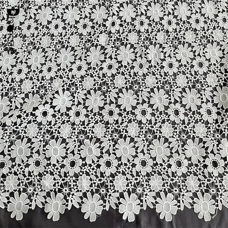 Wholesale Milk Silk Dresses Guipure Chemical Lace Embroidery Lace Fabric