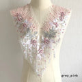 Beaded 3D Flower Embroidery Patch Lace Fabric Applique