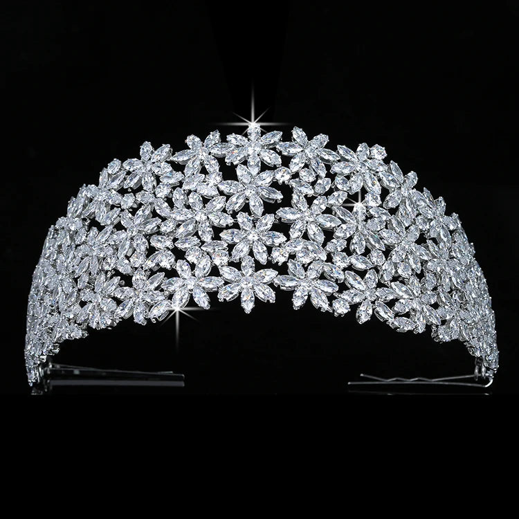 Crown Headband Flowers Design Temperament Women Wedding Bridal Hair Accessories Party Tiaras and Crowns Zircon BC5460 Corona