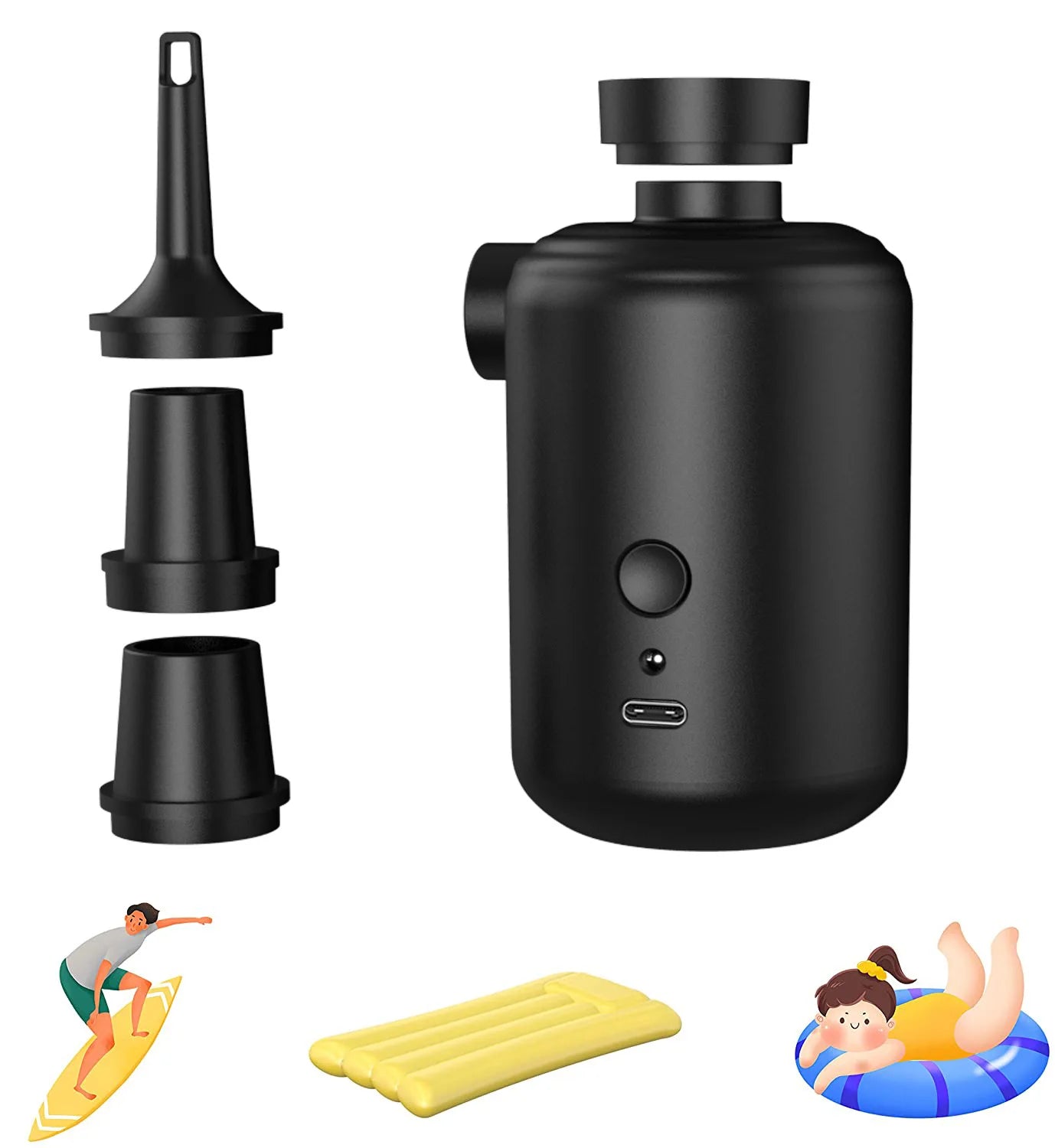 Portable Air Pump for Inflatables Electric Air Mattress Pump with 3600mAh Battery Rechargeable Ultra-Mini Inflator/Deflator Pump