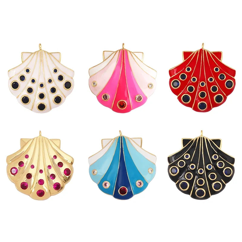 Fashion Enamel Shell Sea Animal Charm PendantReal 18K Gold Plated Zircon Necklace Bracelet Pendant  Jewelry Accessories M27