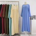 Wholesale New Arrival Dubai Solid Color Modest Abaya Crepe/jazz Material Big Size Muslim Women Dress Long Sleeve Casual Abaya