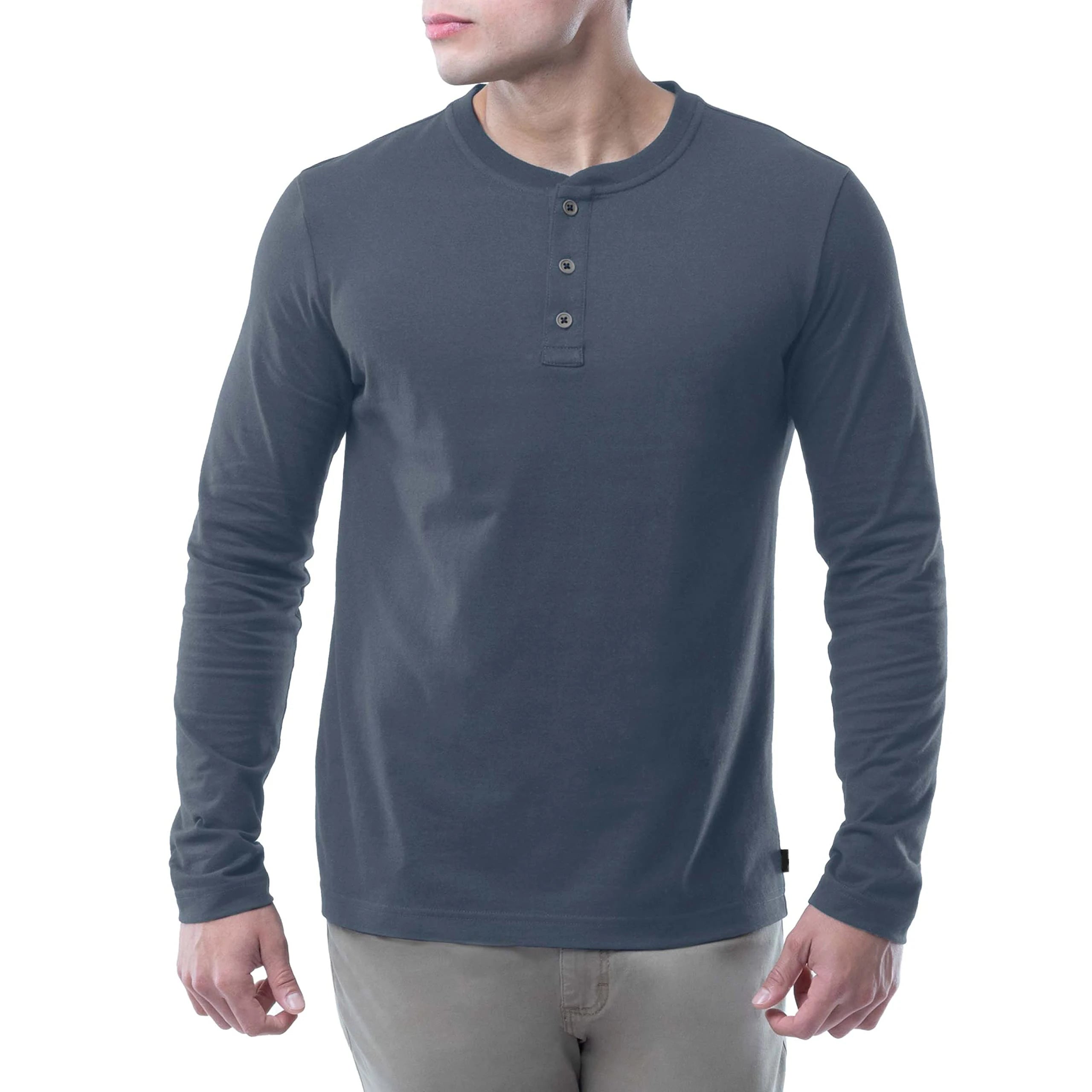 Men's Long Sleeve Soft Washed Button Cotton T-Shirt