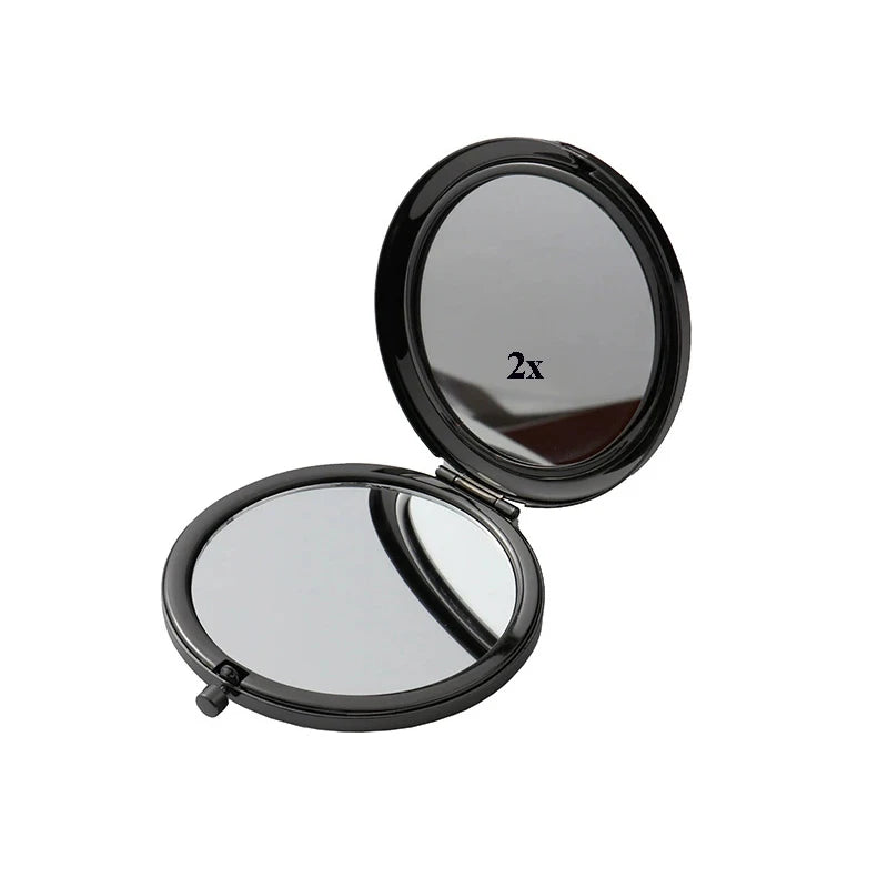 Customized High- Grade Double-sided Folding Mirror Round 7CM Diameter Gold Silver Black Color Matte Metal Compact Mirror