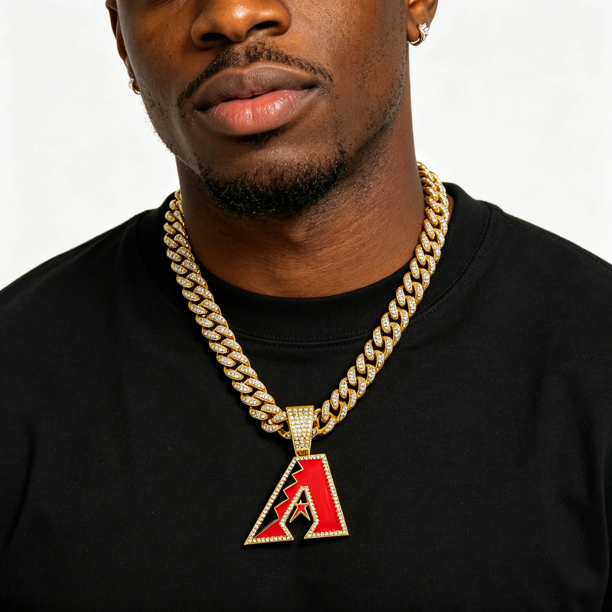Iced Out Major League Baseball Sports Arizona Diamondbacks Charm Jewelry Alloy Rhinestone HipHop MLB Teams Fans Pendant Necklace