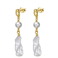 Wholesale Fashion Earrings with Baroque Pearls 925 Sterling Gold Plated Pearl Jewelry Natural Freshwater Earrings
