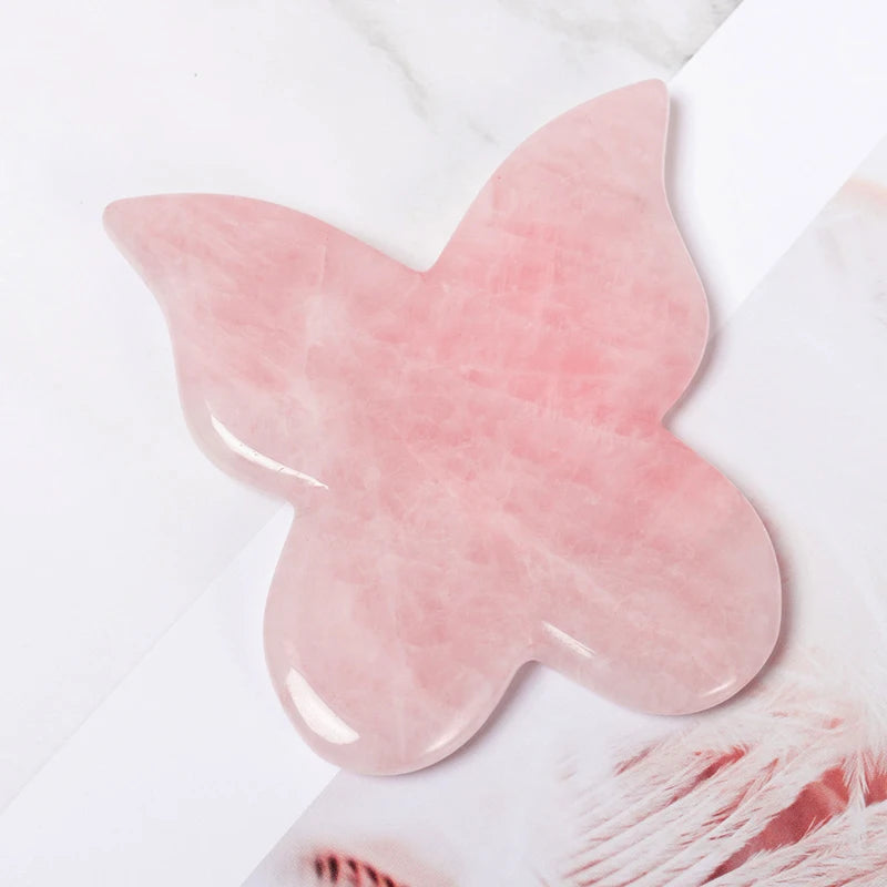 Factory Promotion GusSha Stone 100% Natural Jade Stone Rose Quartz Butterfly Shape Gua Sha Scraping for Anti Aging