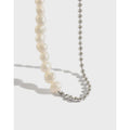 Handmade Women Silver 925  Choker Baroque Natural Fresh Water Pearl Beads Necklace