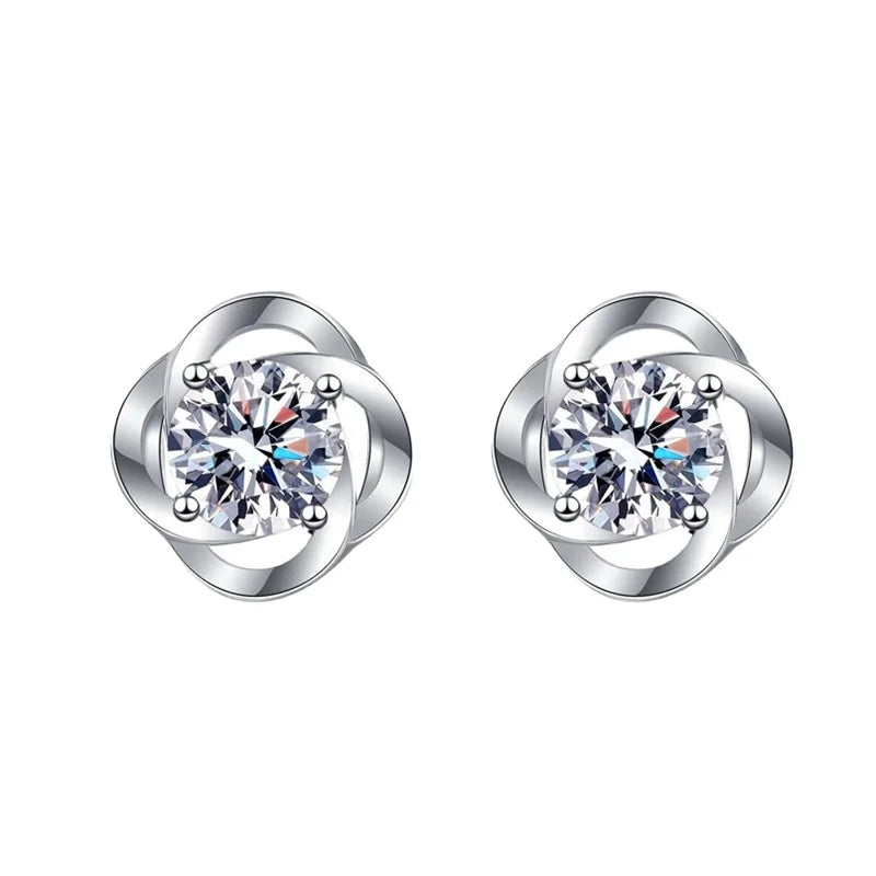 D Color Round Four Prongs 925 Sterling Silver Earrings With GRA Certificate 0.6CT 1CT Moissanite Diamond Stud Earrings